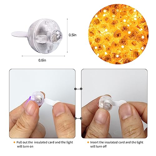 Aogist 50pcs Orange Balloon Lights,Long Standby Time Waterproof Mini Light,Battery Powered,Round LED Ball Lamp for Latex B...