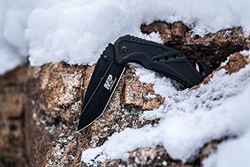 Smith & Wesson M&P SWMP11B 8.9in High Carbon S.S. Folding Knife with 3.8in Tanto Point Blade and Aluminum Handle for Outdo...