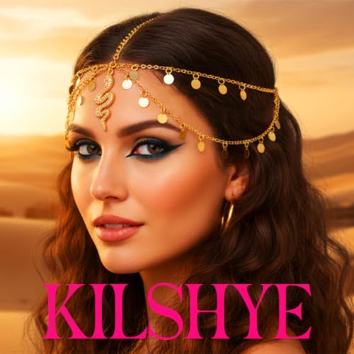 Kilshye Snake Head Chain Gold Sequin Headpiece Festival Costume Headband for Women
