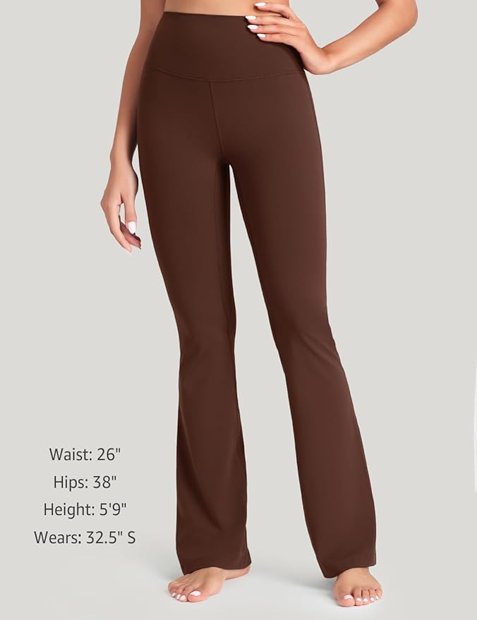 HeyNuts Harmony Flare Leggings 29"/30.5"/32.5"/34.5", High Waisted Tummy Control Wide Leg Bootcut Yoga Pants Lounge Soft