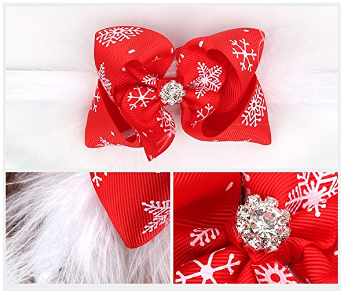 JustMyDress Christmas Snowflake Headband Bow Red Hair Band Baby Girls Hair Accessories JHC21 (Red Bow Plume)