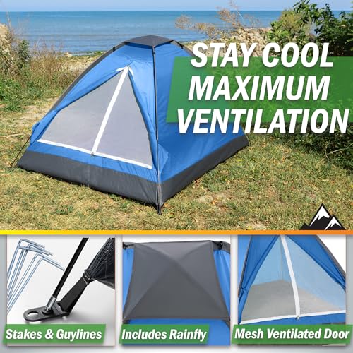 2 Person Camping Tent with Rain Fly and Carrying Bag