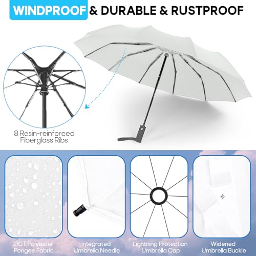 EZIYIN Travel Compact Umbrella, Folding Travel Umbrella for Rain and Shine Small, Windproof Automatic Open/Close, Portable...