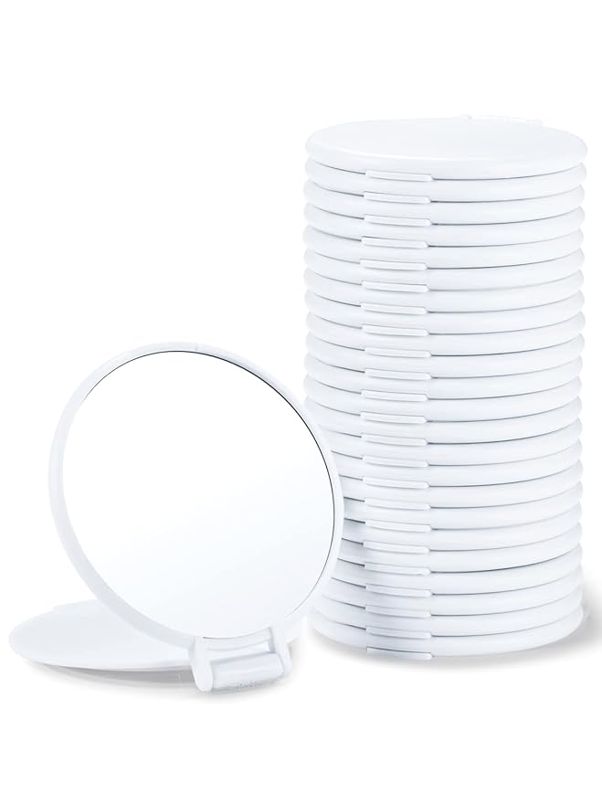 Compact Mirror Bulk, Round Makeup Mirror for Purse, Set of 24 (White)