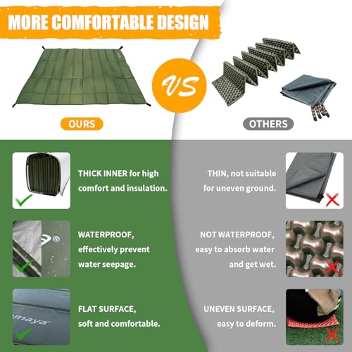 Foam Sleeping Pad + Backpacking Tent, Orange 2 Person 4 Season Tent & Foldable Camping Mattress Extra Thick Waterproof Ten...