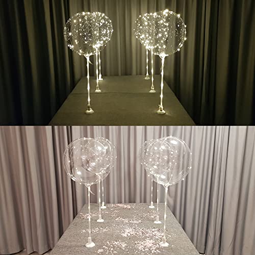Lightsfever warm white 6pc LED Light up Balloon with sticks, stands and batteries, Table top centerpieces for party, Thank...