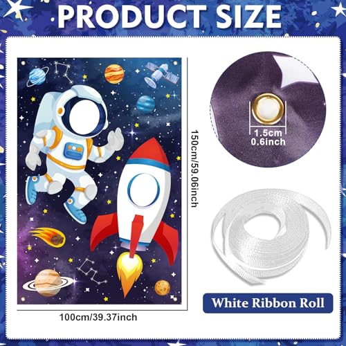 Outer Space Themed Party Decorations Astronaut Photo Booth Prop Backdrop Rocket Ship Galaxy Planet Starry Photography Back...