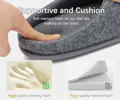 ONCAI Men's House Slippers Memory Foam Slip-On Warm Cozy Scuff Home Bedroom Shoes with Indoor/Outdoor Rubber Soles US Size...