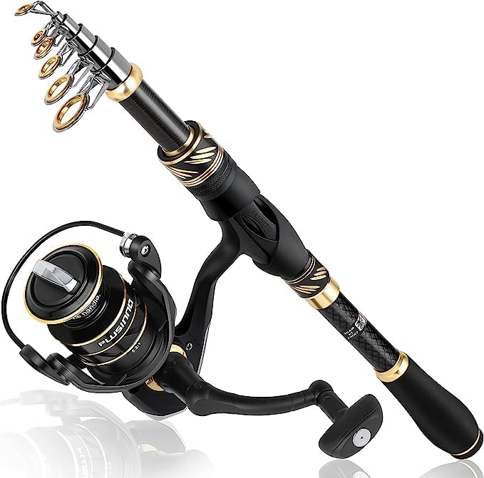PLUSINNO Fishing Pole, Fishing Rod and Reel Combo,Telescopic Fishing Rod Kit with Spinning Reel, Collapsible Portable Fish...