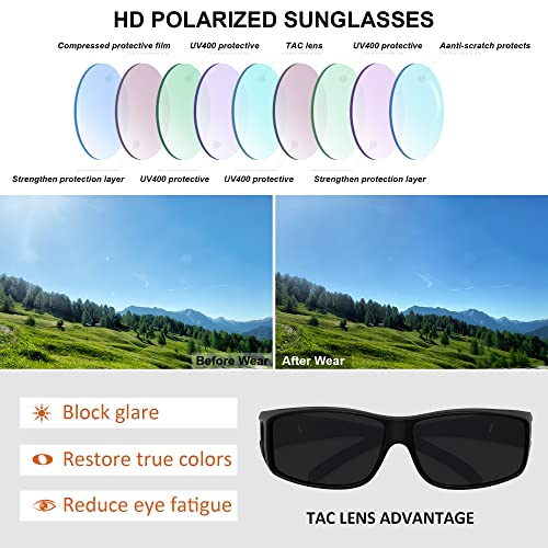 MEETSUN Fit Over Glasses Sunglasses for Men Women,Wrap Around Sunglasses Polarized UV400 Protection