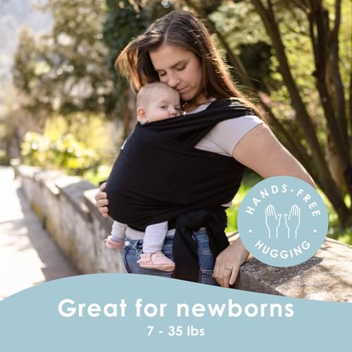 Sleepy Wrap Stretchy Ergonomic Baby Carrier Sling for Newborns to Toddlers - Hands-Free Lightweight Baby Wrap 7-35 lbs (Bl...