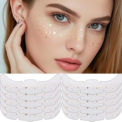 Face Glitter Freckles Tattoo, Gold Glow Up Makeup Patches, Face Glitter Makeup Speckles Patches, Cute Glitter Makeup Acces...