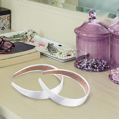 SIQUK 18 Pieces Satin Headbands 1 Inch Plain Headbands White Ribbon Headband Non-slip Satin Hard Headband for Women and Girls