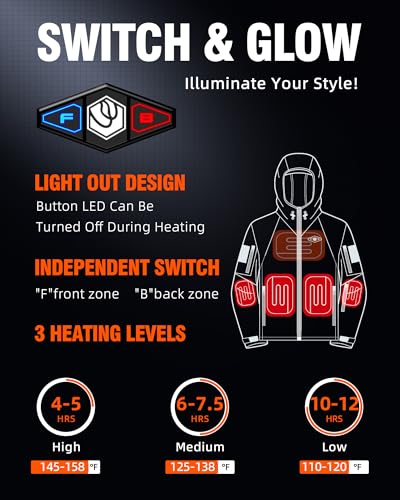 WASOTO Heated Jackets for Men with 9V 18400mAh Battery Pack Included Windproof Waterproof for Snowboarding
