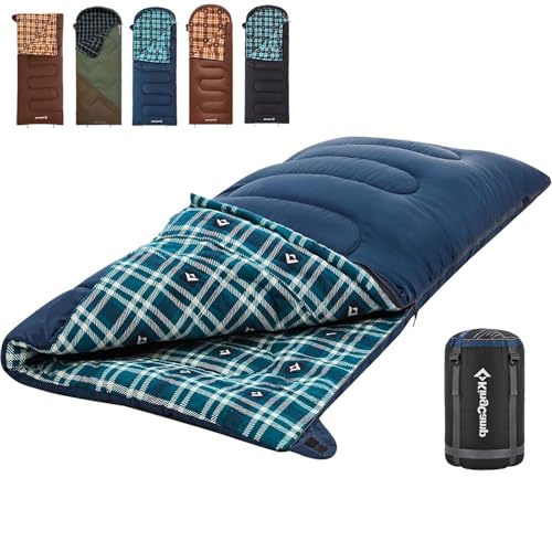 KingCamp Sleeping Bag for Adults, Cold Weather & Warm XL Big and Tall Flannel Sleeping Bags with Compression Sack Portable...
