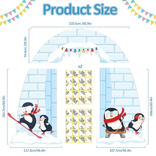 Winter Party Porch Banner Penguin Photo Booth Props for Parties Igloo Hanging Door Banner Backdrop with Winter Photograph ...