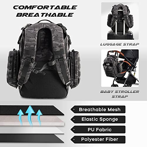 Dad Diaper Bag, Mens Diaper Bag Backpack with Diaper Changing Mat, Military Diaper Backpack with Molle Webbing, Waterproof...