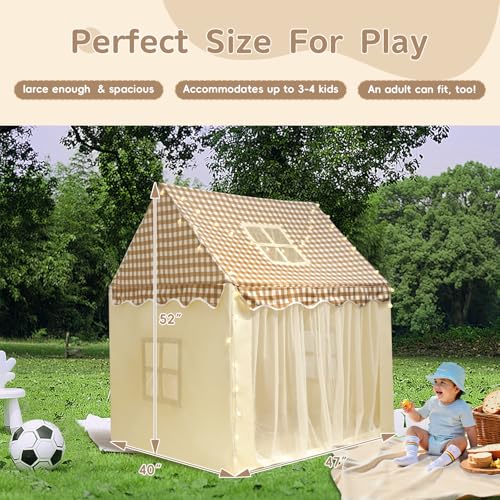 RONGFA Playhouse for Indoor & Outdoor, with Star Light, Flags and Carry Bag, Washable Kids Tent for Girls & Boys (Lattice ...
