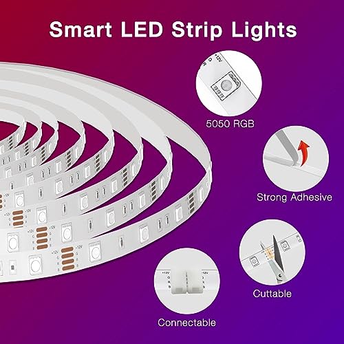 DAYBETTER 100 ft Smart WiFi Led Lights, Led Strip Lights Work with Alexa and Google Assistant, App Voice Remote Control Mu...