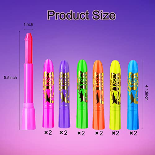 12 PCS Glow Face Body Paint, Glow In The Dark Under UV Black Light Sticks Makeup Neon Face Painting Kits for Adult Hallowe...