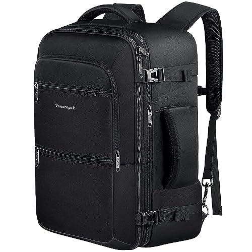 Vancropak Carry On Backpack, 45L Expandable Extra Large Travel Backpack, Flight Approved Water Resistant Luggage Suitcase ...