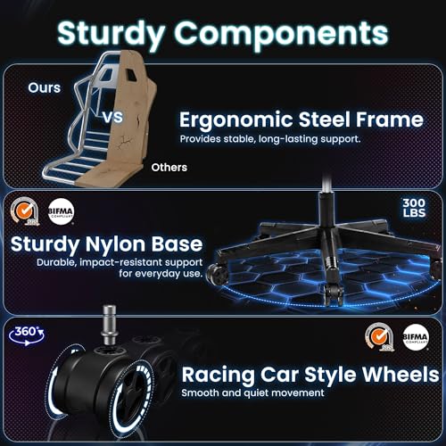 N-GEN GAMING Video Gaming Chair with Footrest Lumbar Support for Home Office High Back Recliner Height Adjustable Ergonomi...