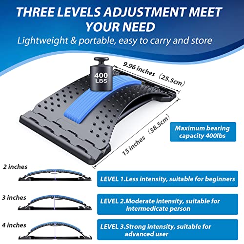 MINOLL Back Stretcher for Lower Back Pain Relief, 3 Level Adjustable Lumbar Back Cracker Board, Back Cracking Device, Back...