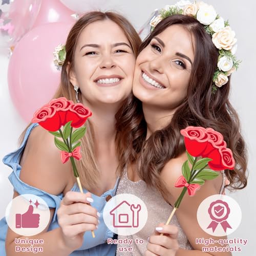 GARBODIY 21PCS Valentine's Day Party Photo Booth Props Kit - Funny Couple Handheld Frame & Selfie Decorations for Romantic...