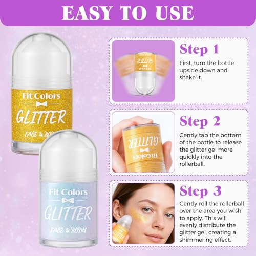 Body Glitter Gel, Sequins Shimmer Liquid Eyeshadow, Mermaid Sequins Liquid Holographic Glitter, Roll-on Holographic Body G...