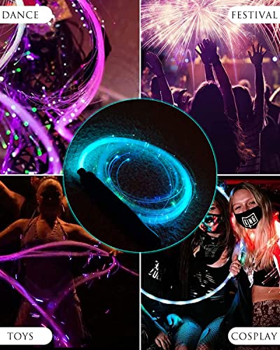 SZYICONG 6ft LED Fiber Optic Whip Dance, USB Rechargeable, 7 Colors, 4 Modes, Rainbow Bright Lights Effect, Great for Rave...
