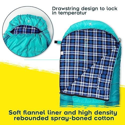 Bessport Sleeping Bag Winter | Flannel Lined 18℉ - 32℉ Extreme 3-4 Season Warm & Cool Weather Adult Sleeping Bags Large | ...