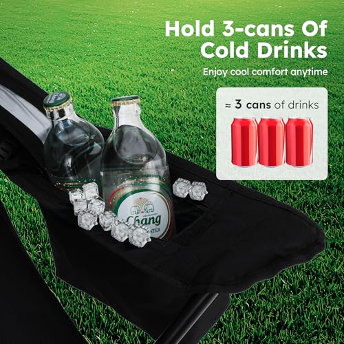 ALPHA CAMP Camping Chair 2 Pack Portable Chair with 3-Can Cooler Folding Chair with Side Pocket and Cup Holder, Collapsibl...
