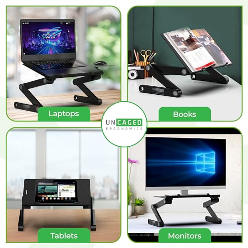 WorkEZ Adjustable Laptop Stand for Desk, Portable Laptop Stand Adjustable Height, Foldable Cooling Computer Holder Riser f...