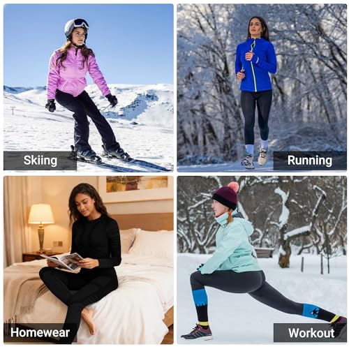 Thermal Leggings for Women, Fleece Lined Thermal Underwear Bottoms Long Johns, Warm Insulated Pants Cold Weather/Skiing