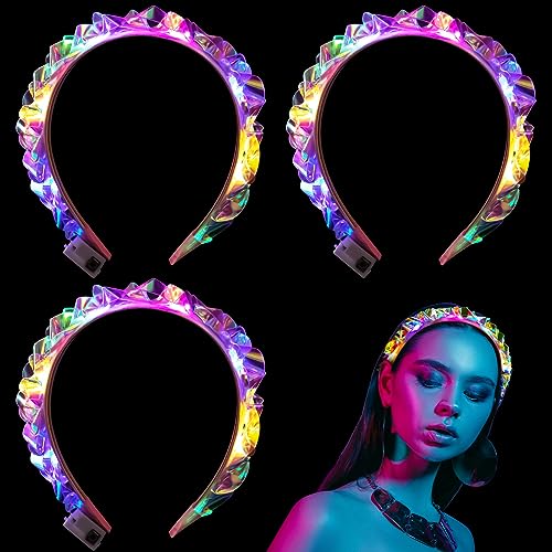 Tigeen Light up Headband LED Glow Headbands Glow in The Dark Headband LED Hair Accessories for Wedding Party Favor