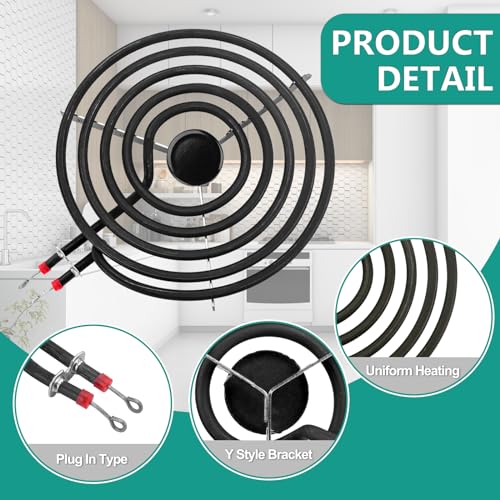 5304430149 5304430150 Black Porcelain Drip Pan Set & MP22YA Electric Range Burner Element Unit Set by Cenipar-Compatible w...