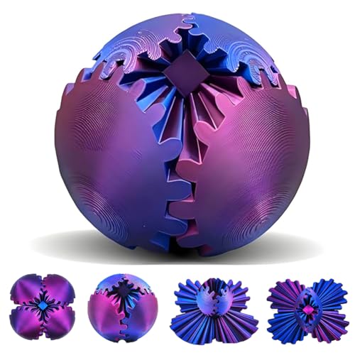 Gear Sphere, 3D Printed Gearsphere - The Steampunk Whirling Wonder Fidget Gear Ball, Gearsphere Cube Fidget Toy for Office...