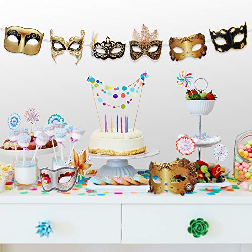 Sumind 12 Pieces Mardi Gras Mask Bulk Venetian Carnival Mask Retro Punk Masquerade Party Decoration for Mardi Gras Fancy C...
