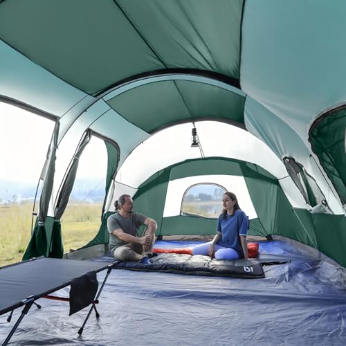 CAMPROS CP Tent 12-Person-Camping-Tents,3 Room Family Tents,Waterproof Windproof Family Tent with Top Rainfly,6 Large Mesh...