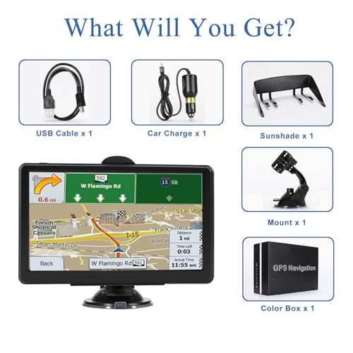 GPS Navigation for Car Truck - Navigation System 7 Inch Touchscreen Navigator with，2025 Map (Free Lifetime Updates),RV Veh...