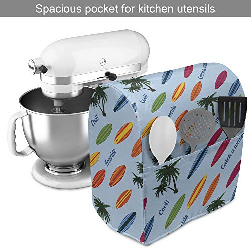 Ambesonne Surfboard Stand Mixer Cover, Exotic Hawaii Vacation Palm Trees and Colorful Boards Water Sports Fun Activities, ...