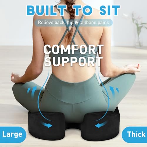 BlissTrends Seat Cushion,Thick Memory Foam Cushions for Office Chair, Car Seat, Airplane, Relieving Pressure Tailbone Scia...