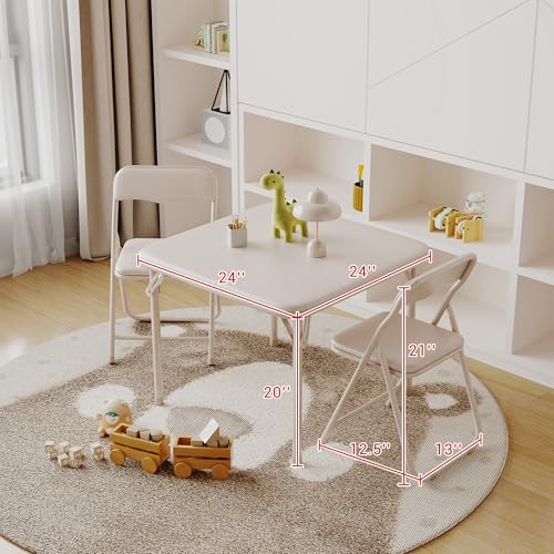 IDEALHOUSE 3-Piece Square Folding Card Table and Chairs Set, Portable Event Table and Chairs Set for Indoor and Outdoor Ga...