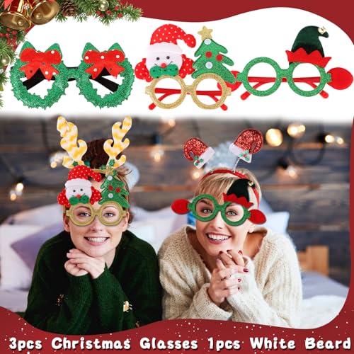 NICOWARM Large Opulent Christmas Photo Booth Props, Xmas Party Supplies, PhotoBooth Props for Xmas, Funny Christmas Hats, ...