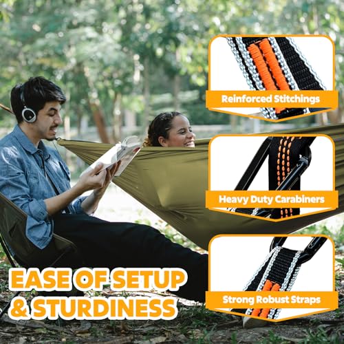 NATUREFUN Ultra-Light Travel Camping Hammock | 300kg Load Capacity,Breathable,Quick-Drying | 2 x Premium Carabiners,2 x Ny...
