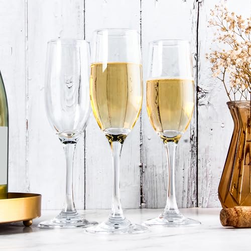YANGNAY Champagne Glasses, Champagne Flute Glass Set of 12, Clear Champagne Flutes for Party, Home, Restaurant Use, 6 oz C...