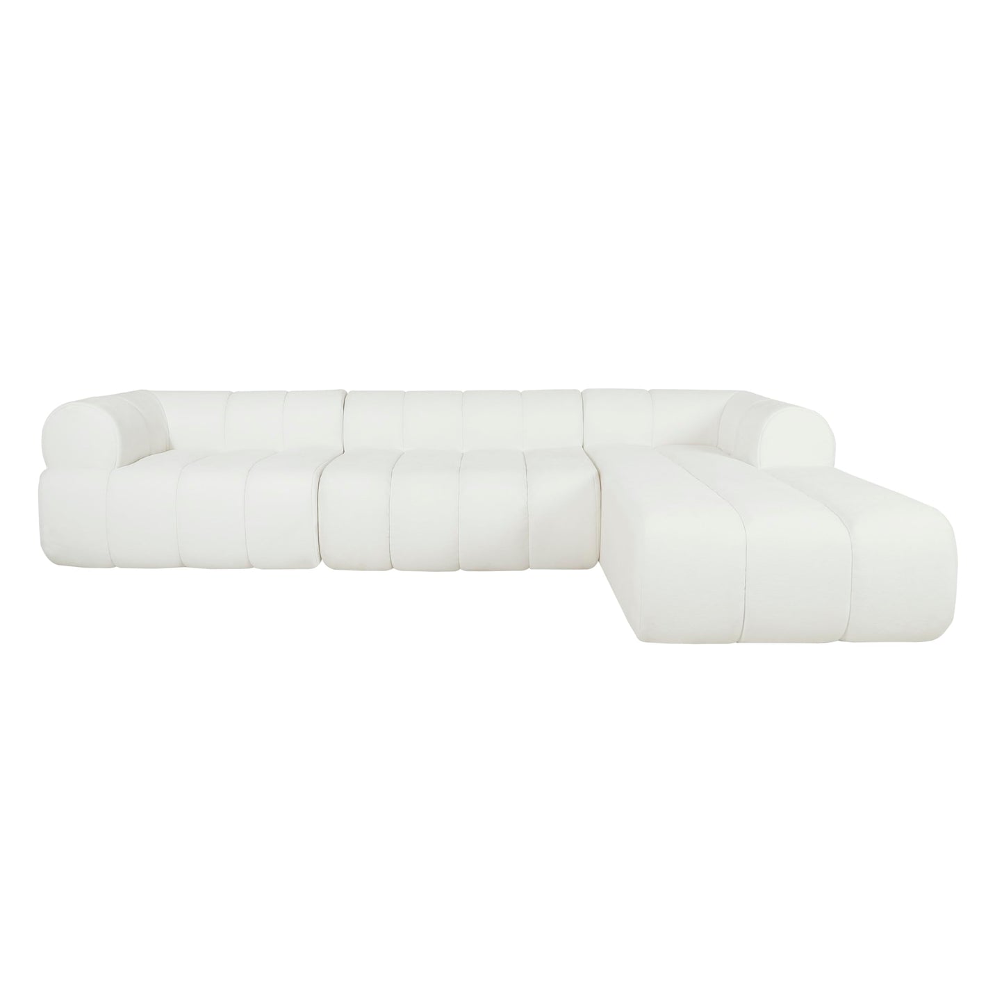 Christopher Knight Home Mania 122" Modular L-Shape Sofa Couch with Chaise Lounge, Modern Sectional Sofa Set for Living Room, Boucle Fabric Upholstered Cloud Couch with Deep Seat, Milky White