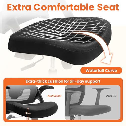 NEO CHAIR Office Desk Chair Computer High Back Mesh Gaming Seat with Ergonomic Adjustable Comfy Flip-up Armrests Lumbar Su...