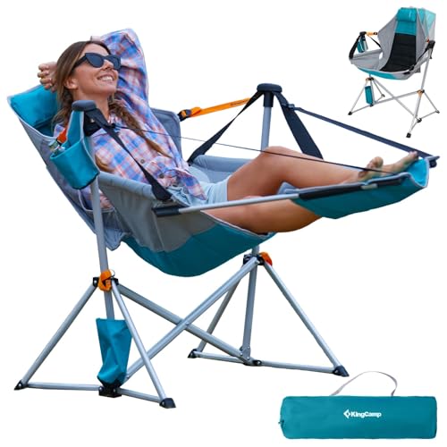 KingCamp Hammock Chair with Footrest, Swinging Portable Folding Camping Chairs for Adults MAX 400lbs Heavy Duty Foldable O...