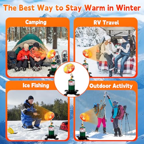Portable Propane Heater for Camping, Outdoor Small Space Patio Heater with Control Valve, Radiant Cordless Garage Tent Hea...